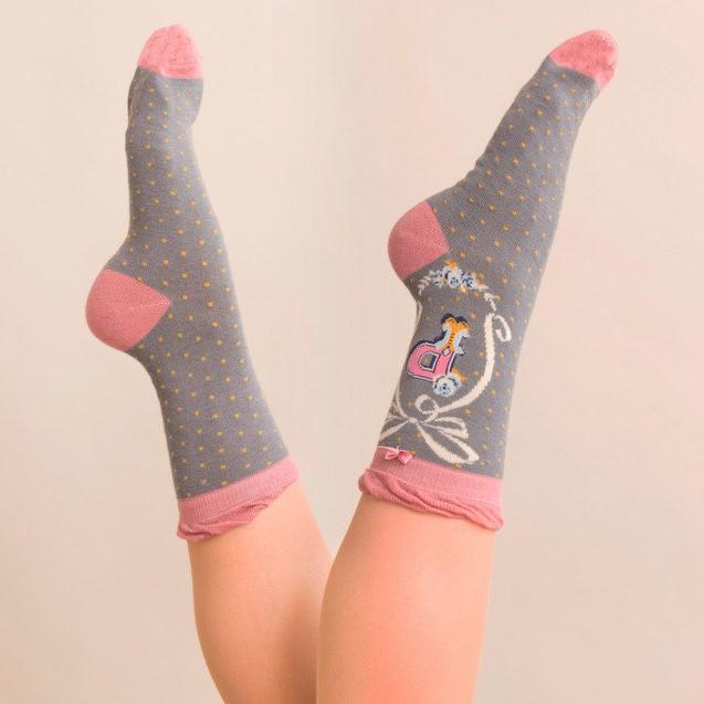 Powder Bamboo Alphabet Initial Socks P - Image 2