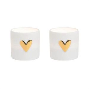 Rader Design Set Of Two Gold Heart Tea Light Holders
