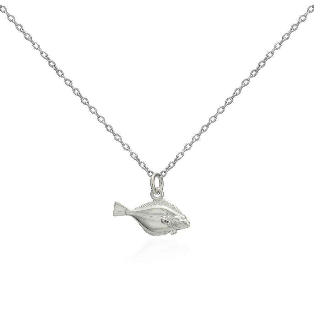 Solid Silver Flat Fish Pendant Necklace
