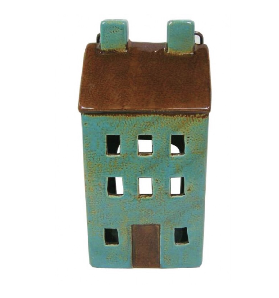 Ceramic Tealight House - Turquoise