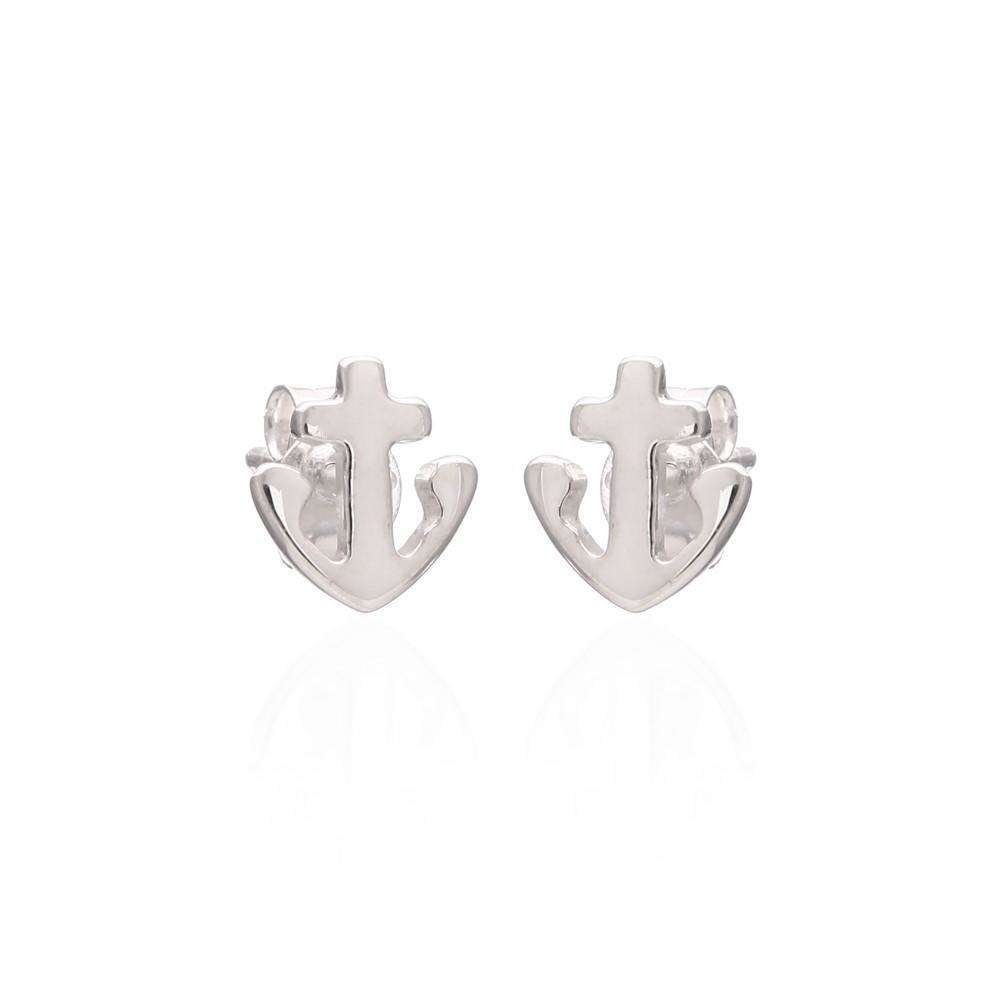 Solid Silver Anchor Stud Earrings