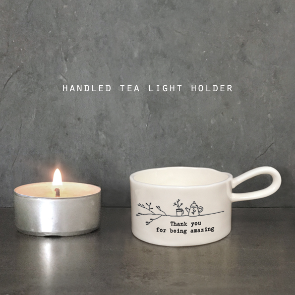 East of India - Handled Tea Light Holder - Thank You