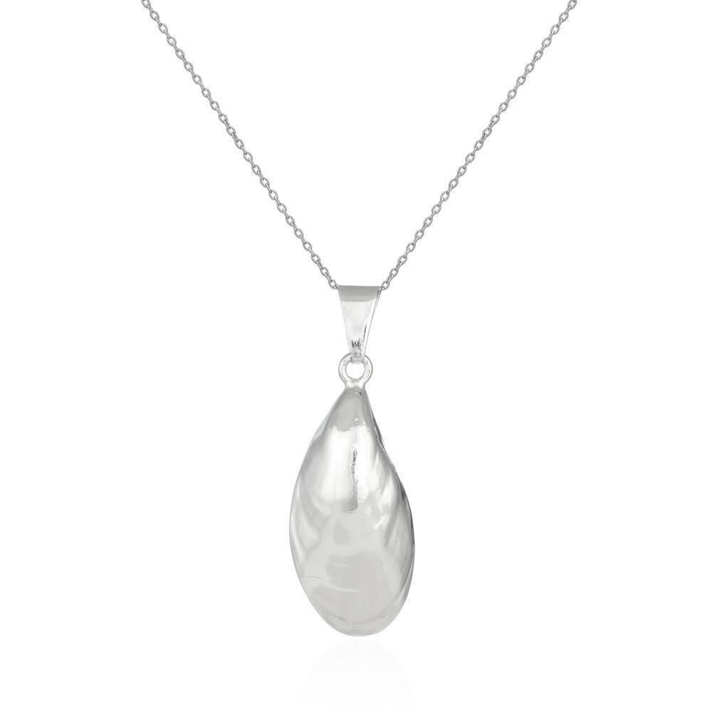 Solid Silver Medium Mussel Pendant Necklace