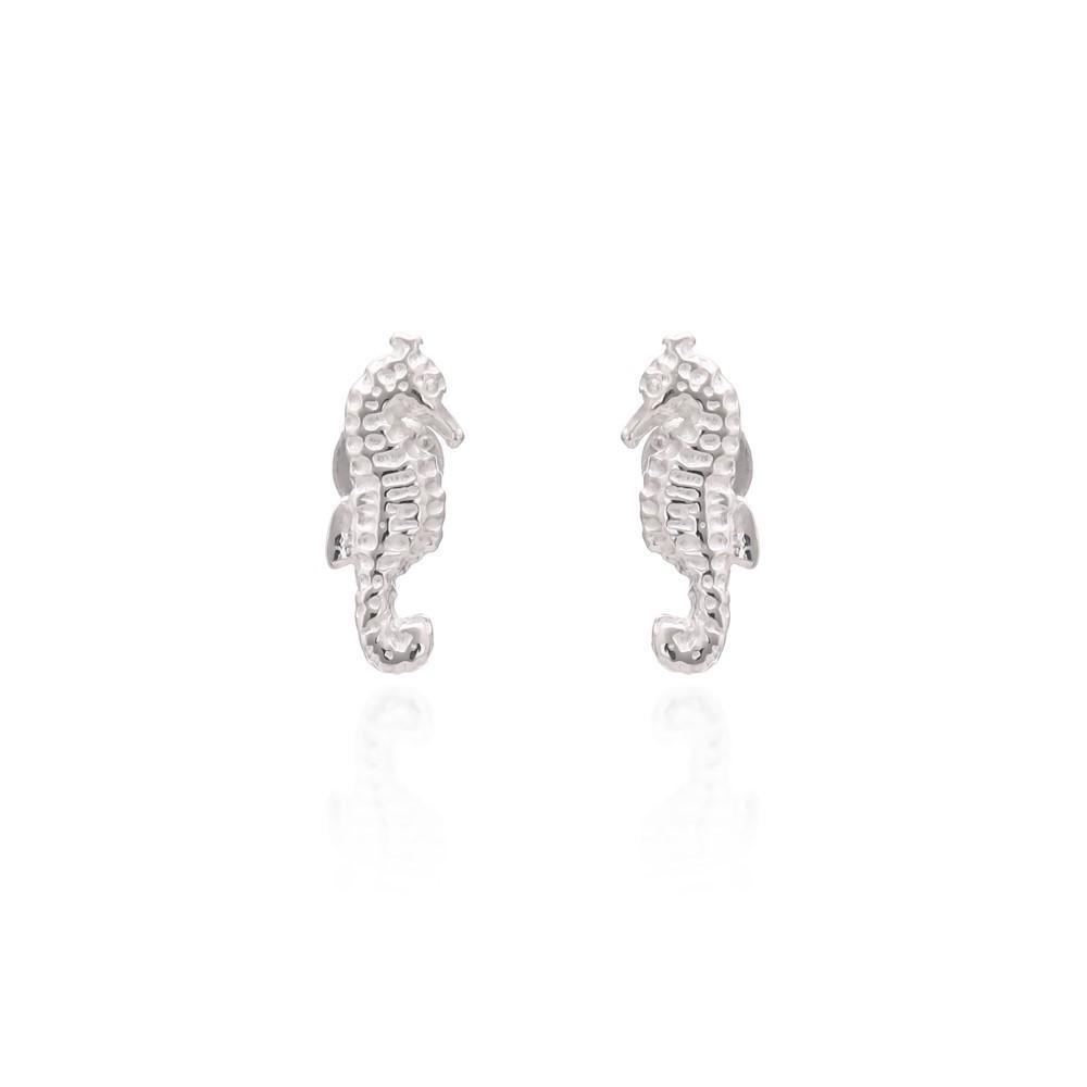 Solid Silver Seahorse Stud Earrings