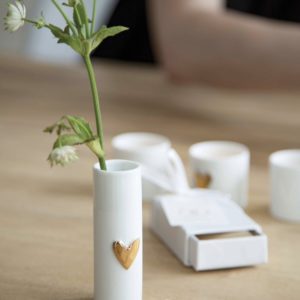 Rader Design Porcelain Silver Heart Mini Vases Duo Set - Image 3