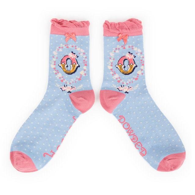 Powder Bamboo Alphabet Initial Socks O