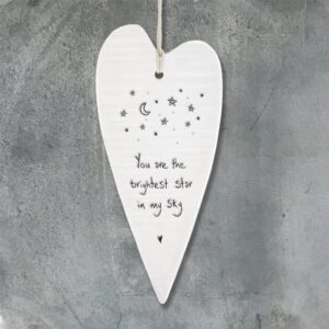 East of India Long Hanging Heart - You're The Brightest Star In My Sky