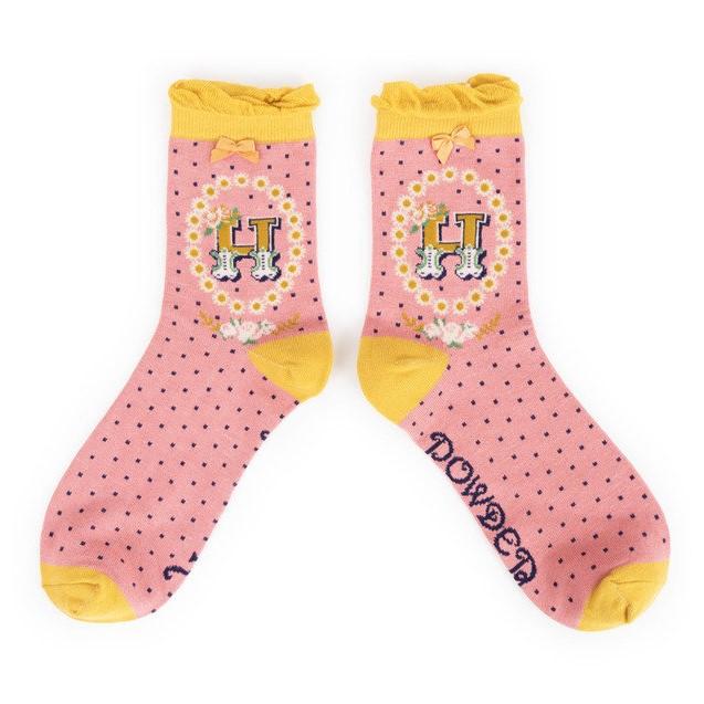 Powder Bamboo Alphabet Initial Socks H