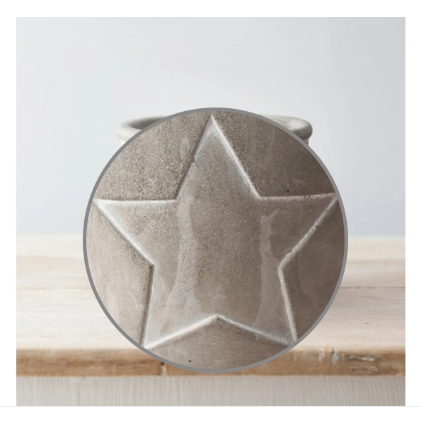 Cement White Outline Star Plant Pot Close Up
