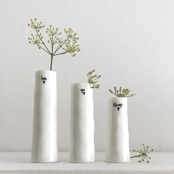 East Of India Trio Of Bud Vases - Love You Always