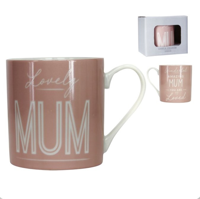Boxed Pink Mum Mug by Gisela Graham