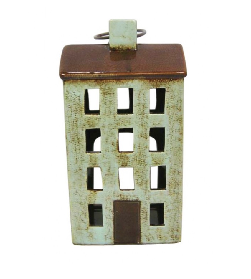 Ceramic Tealight House - Pale Blue