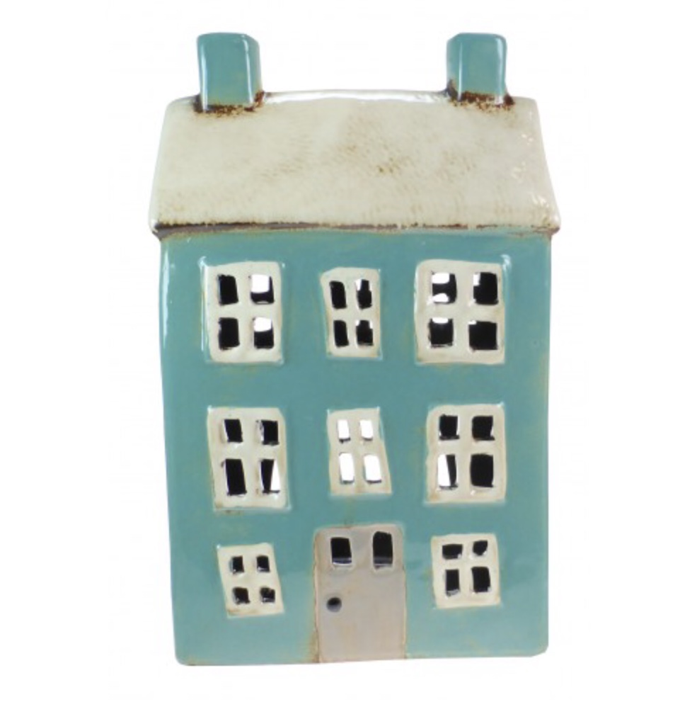 Ceramic Tealight House - Teal
