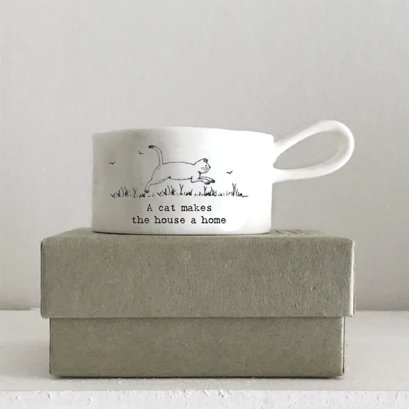 East of India - Handled Tea Light Holder - A Cat makes a House - Boxed