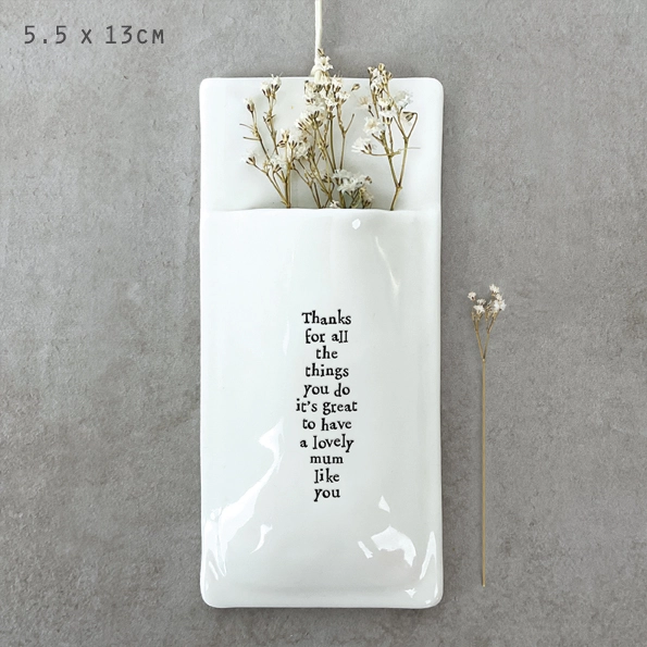 East of India - Wall Vase - Thanks Lovely Mum 5850