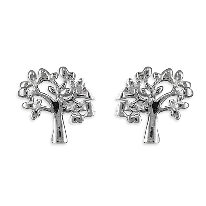 Sterling Silver Tree of Life Stud Earrings