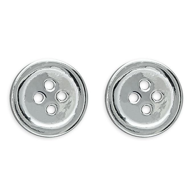 Sterling Silver Button Stud Earrings