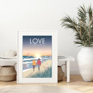 Love By The Sea A4 Framed Print Lifestyle