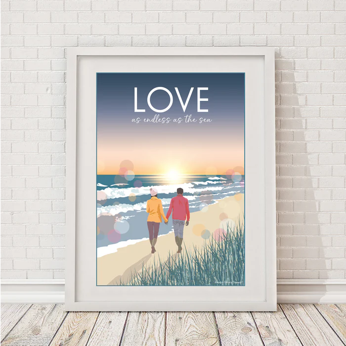 Love By The Sea A4 Framed Print