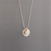 MH Sterling Silver Necklace - Disc with Gold Jump Rings Pendant