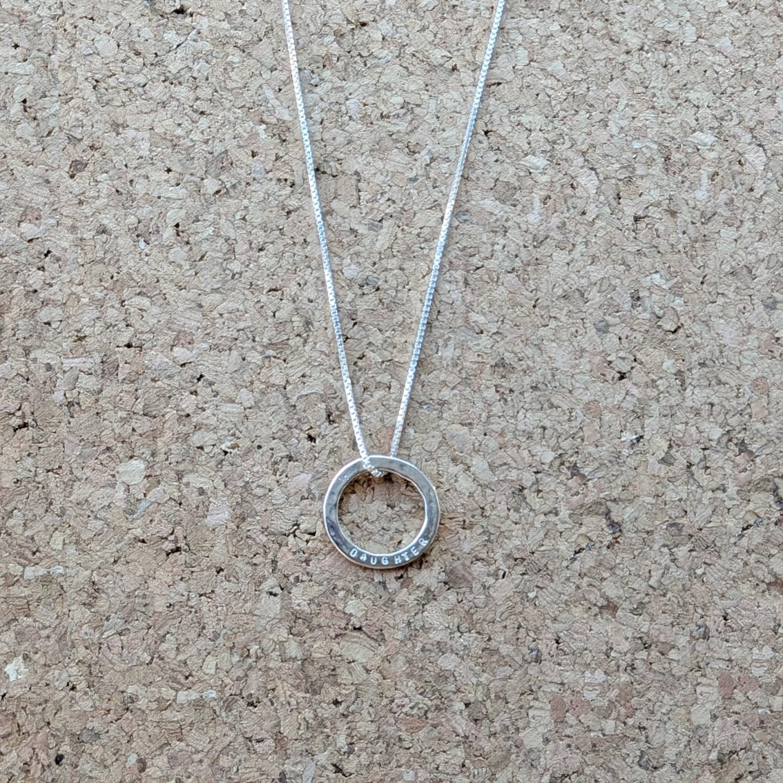 MH Sterling Silver Necklace - Sentiment Discs - Daughter - Pendant Close