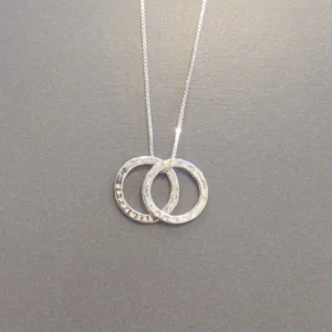 MH Sterling Silver Necklace - Sentiment Discs - Happiness & Hug - Pendant Close