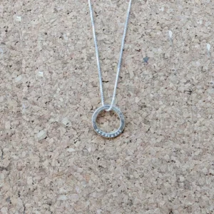MH Sterling Silver Necklace - Sentiment Discs - Happiness - Pendant Close