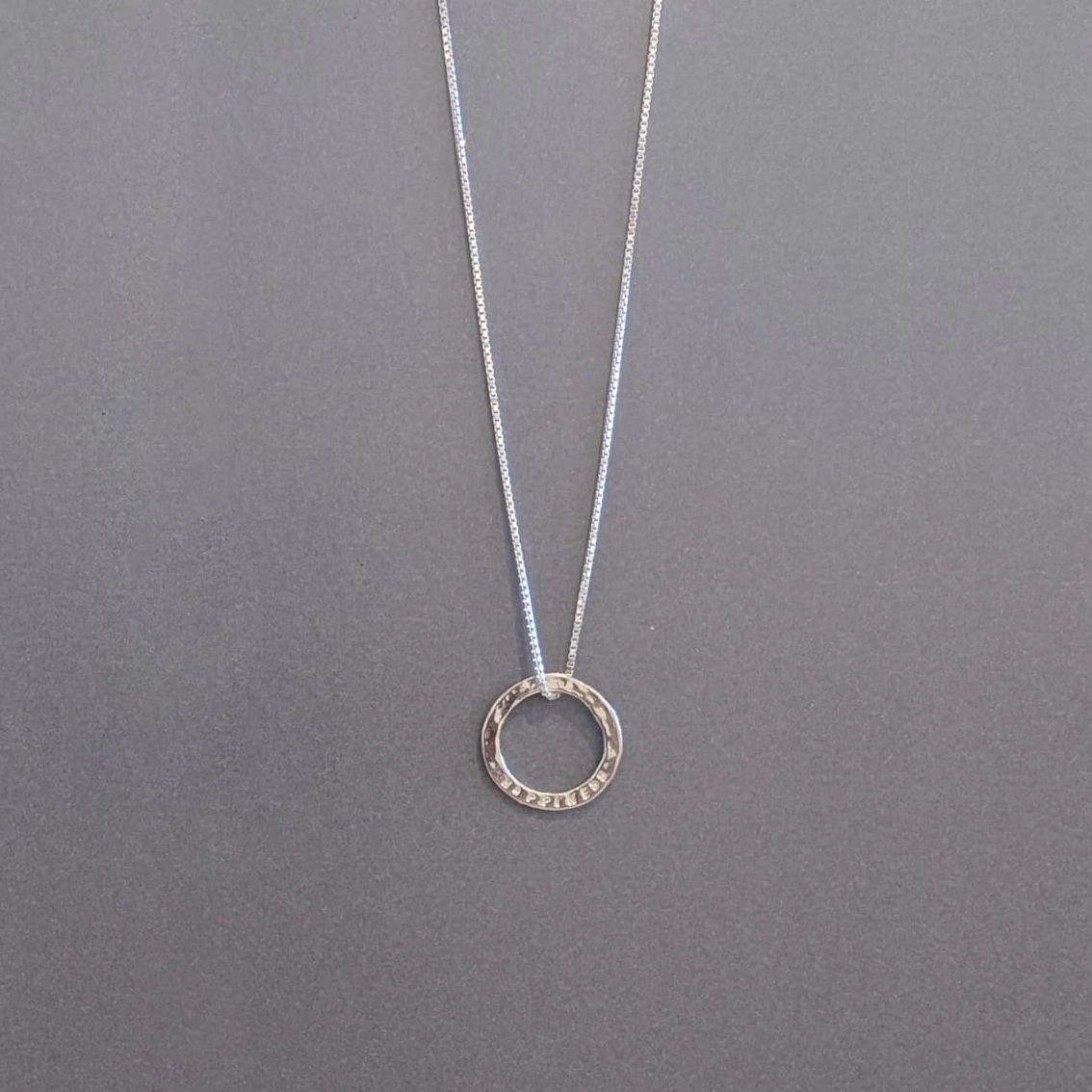 MH Sterling Silver Necklace - Sentiment Discs - Happiness - Pendant
