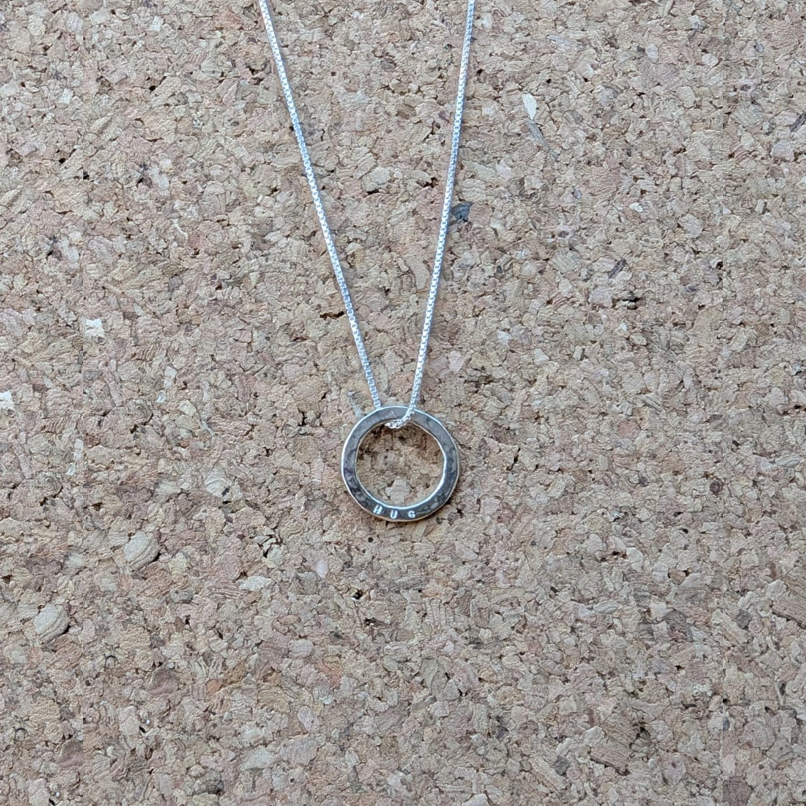 MH Sterling Silver Necklace - Sentiment Discs - Hug - Pendant Close