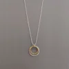 MH Sterling Silver Necklace - Silver & Gold Double Circle Pendant