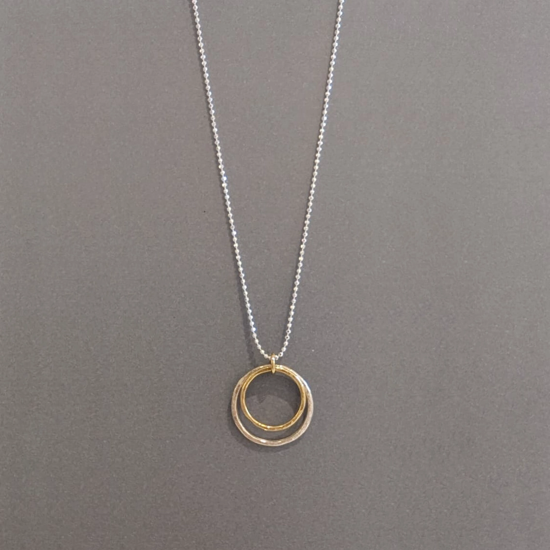 MH Sterling Silver Necklace - Silver & Gold Double Circle Pendant