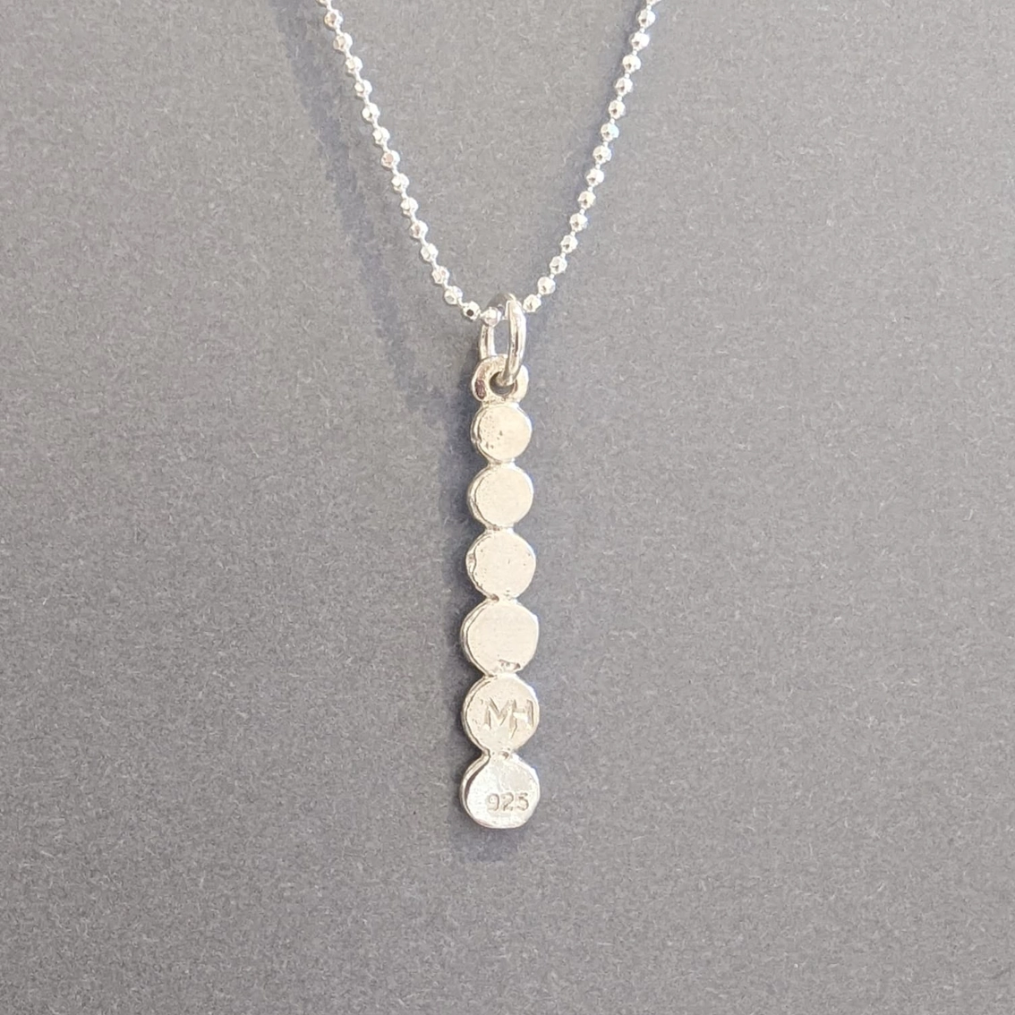 MH Sterling Silver Necklace - Six Dot Pendant Close Up Reverse