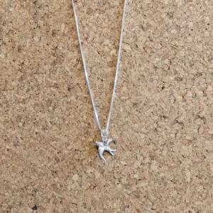 MH Sterling Silver Necklace - Swallow Bird Pendant Close