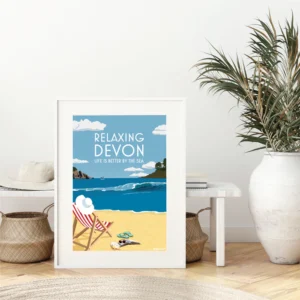 Relaxing Devon A4 Framed Print Lifestyle