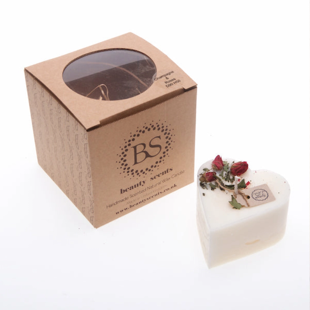 Beauty Scents - Soy Candles - Small Heart - Champagne & Roses - Boxed