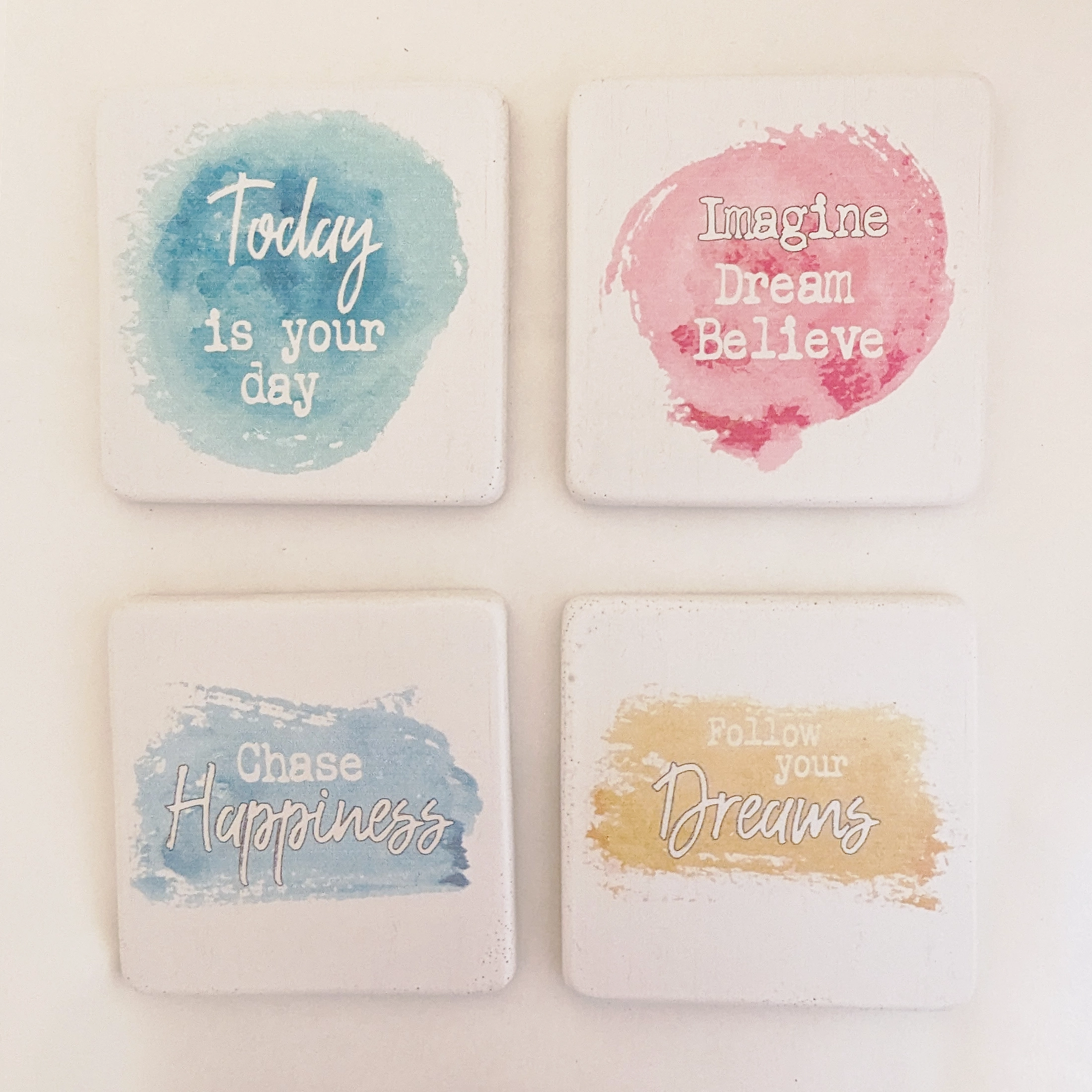 Ceramic Square Positivity Coasters - collection