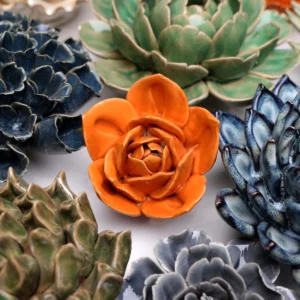 Chive UK - Ceramic Flower Wall Art - Orange 6 Lifestyle