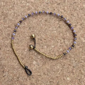 Crystal Healing Anklets - Amethyst - Anxiety - Purple Close