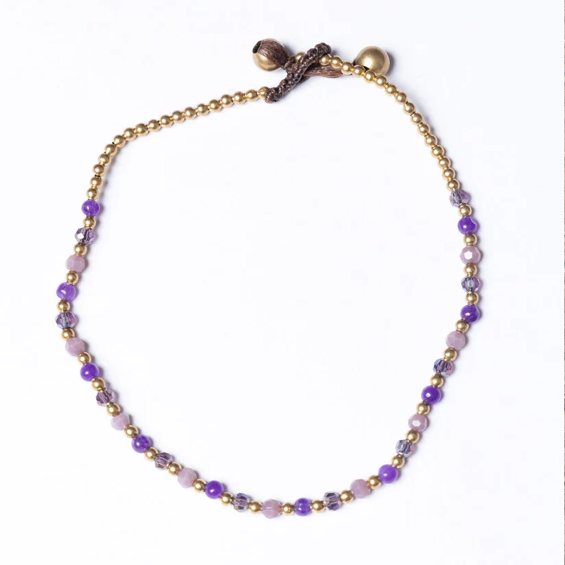 Crystal Healing Anklets - Amethyst - Anxiety - Purple