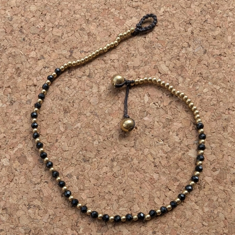 Crystal Healing Anklets - Black Spinel - Balance - Black Close