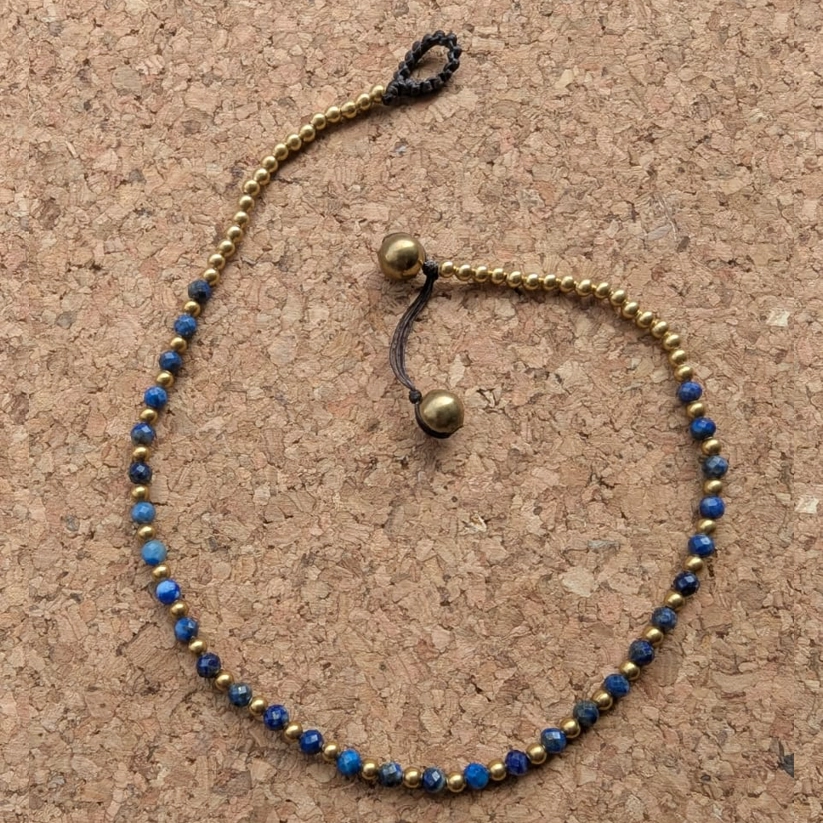 Crystal Healing Anklets - Lapis Lazuli - Inner Peace - Blue Close