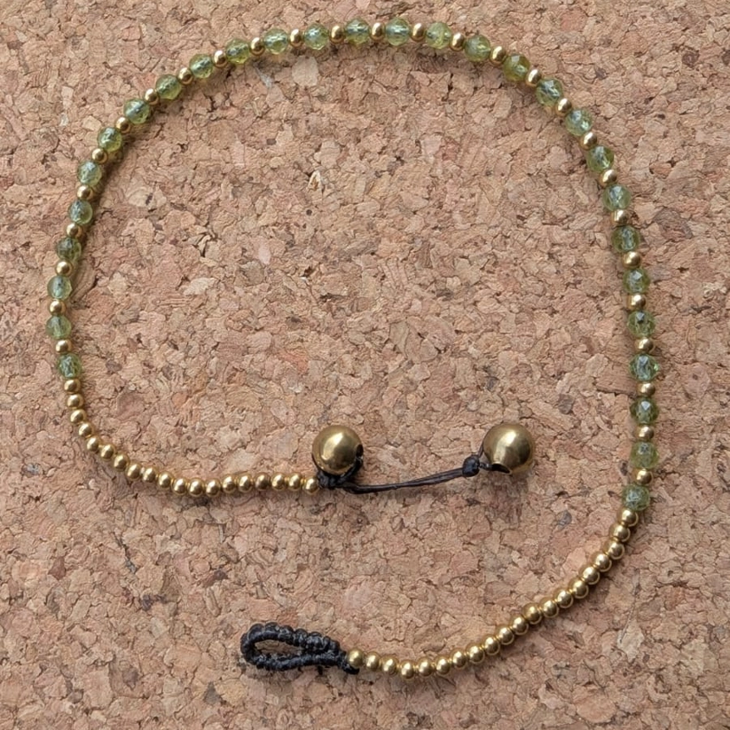 Crystal Healing Anklets - Peridot - Positivity - Green Close