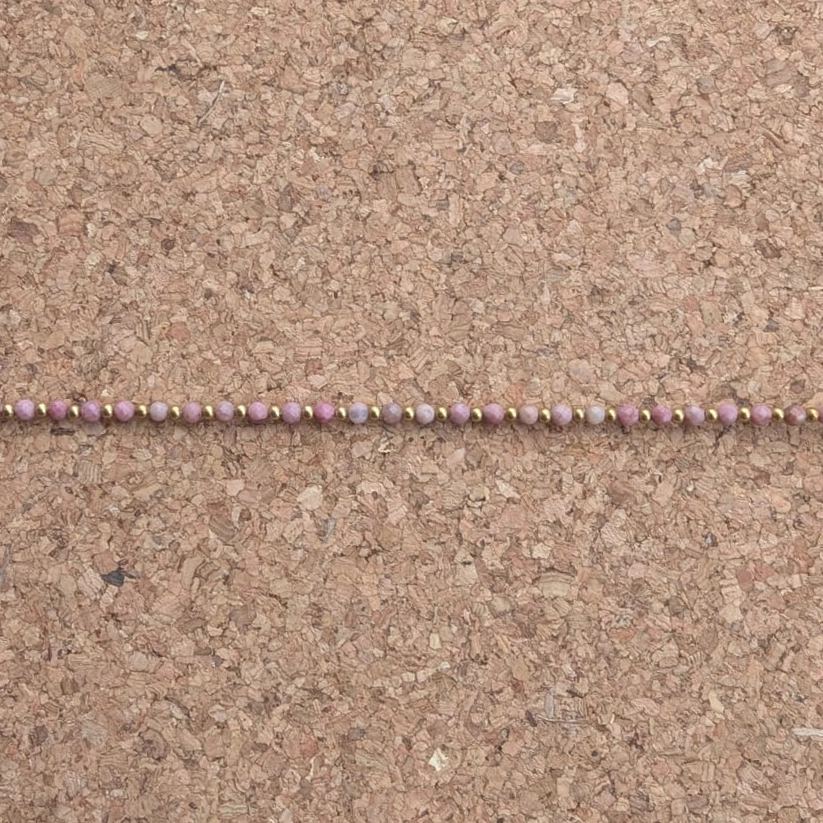 Crystal Healing Anklets - Pink Tourmaline - Love - Pink Close Up