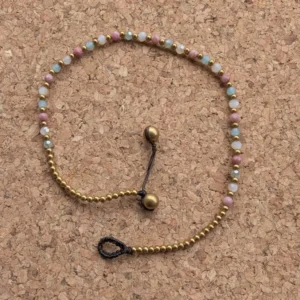 Crystal Healing Anklets - Rhodonite - Balance - Pastel Close
