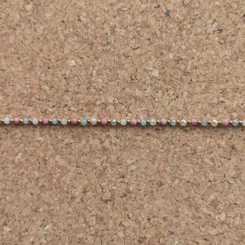 Crystal Healing Anklets - Rhodonite - Balance - Pastel Close Up