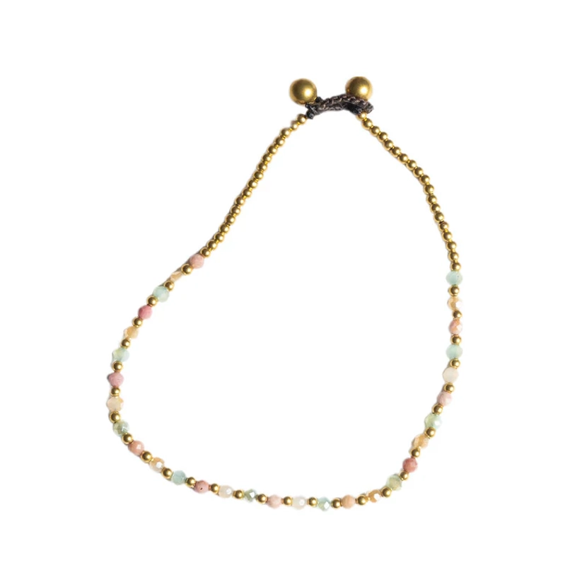 Crystal Healing Anklets - Rhodonite - Balance - Pastel