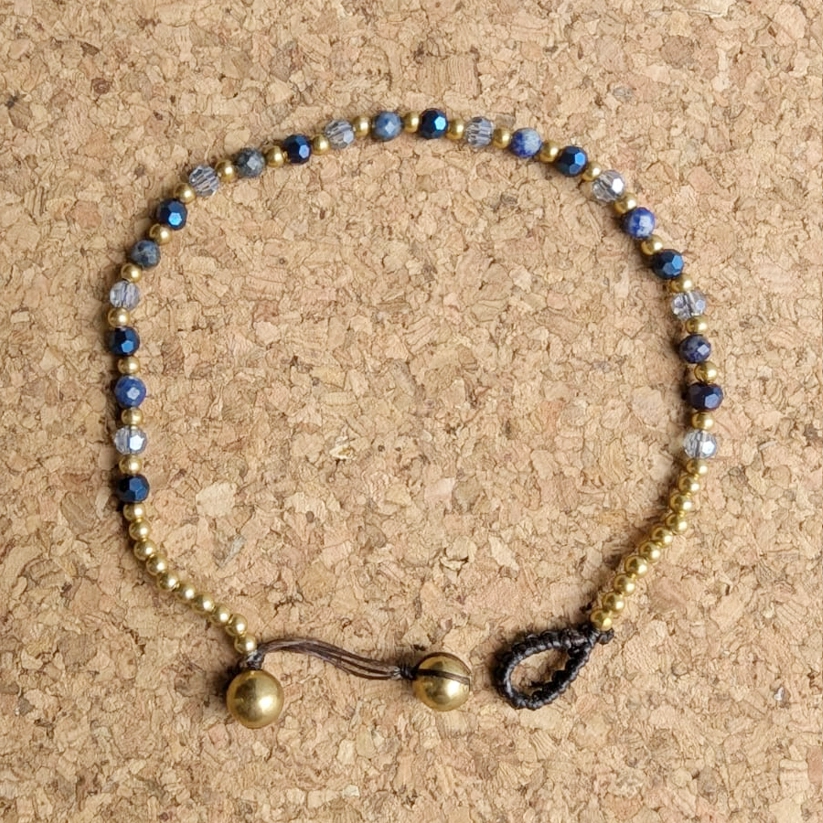 Crystal Healing Bracelets - Blue Agate - Calmness - Blue Multi Close Up