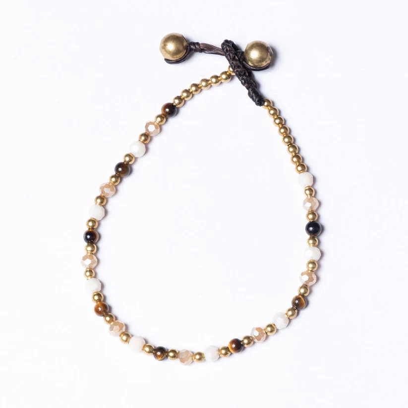 Crystal Healing Bracelets - Tigers Eye - Courage - Gold