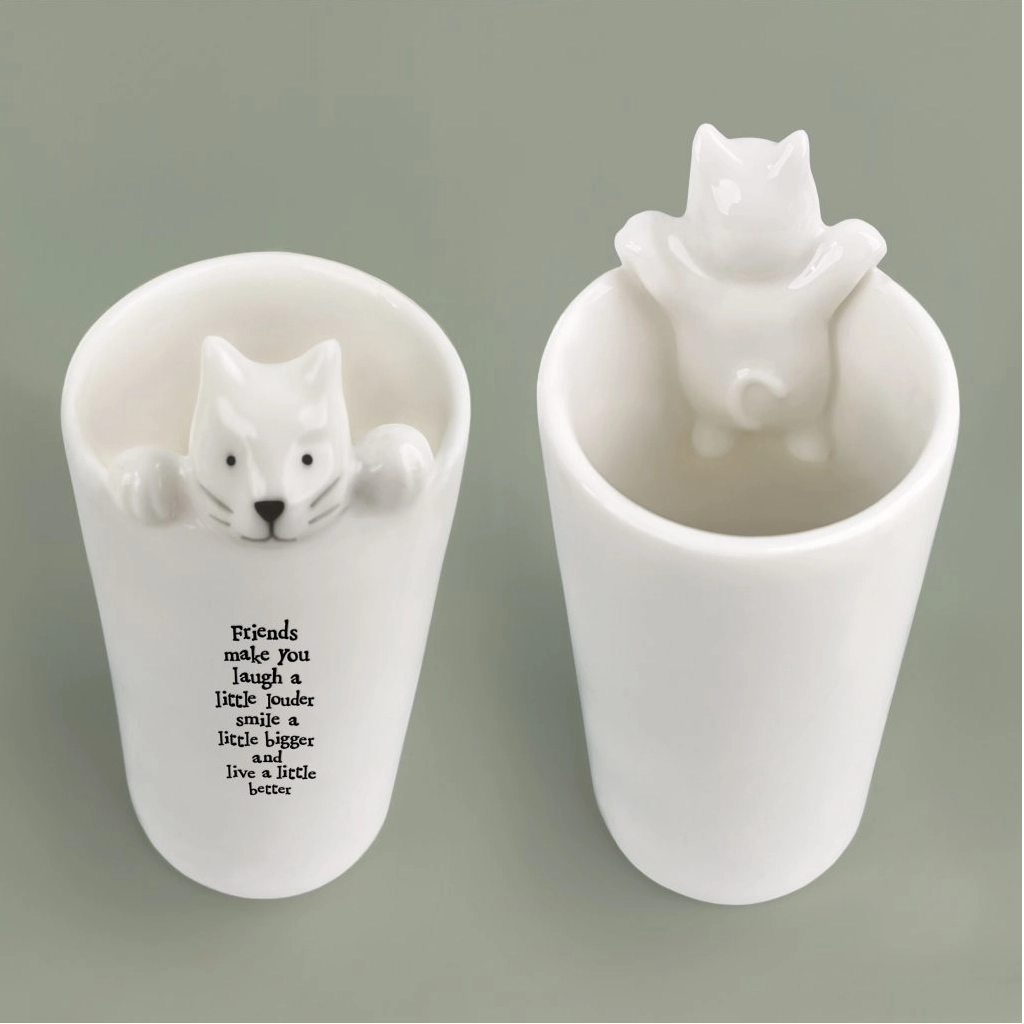 East of India - Animal Vase - Cat 6084.2 Close Up