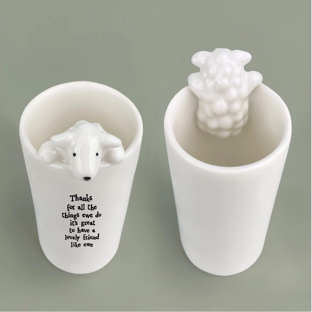 East of India - Animal Vase - Sheep 6084.3 Close Up